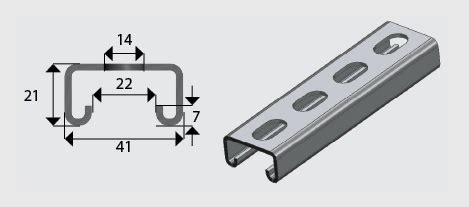 slotted channel 41x21|E3300S 41x21mm Slotted Channel/Strut HDG .